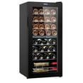 thumbnail image 1 of Enfriador de vino VEVOR para 32 botellas, refrigerador para vinos de doble zona y doble temperatura, refrigerador independiente con control digital, puerta de vidrio templado con protección UV, 1 of 9