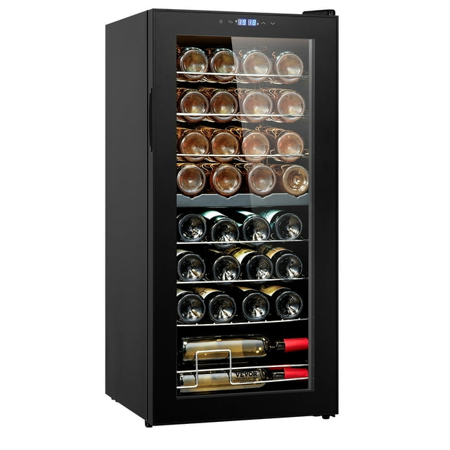 VEVOR Refroidisseur de Vin à 32 Bouteilles, Réfrigérateur Autonome à Double Zone avec Lumière DEL