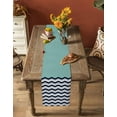 thumbnail image 5 of Black Chevron Table Runner 70 Inches, Geometric Turquoise Wavy Striped White Bed Runner Dresser Scarves Tabletop for Indoor Outdoor Parties/Ceremony/Banquet, 13" x 70", 5 of 8