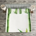 thumbnail image 3 of Ambesonne Nature Quilted Bedspread Set 3 Pcs, Wild Branches Tropical Scene, King Size, Fern Green and White, 3 of 3