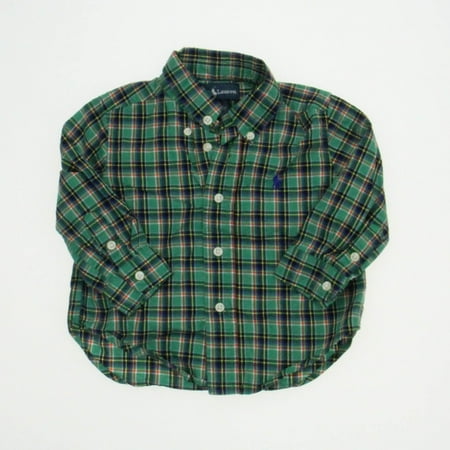 

Pre-owned Ralph Lauren Boys Green Button Down Long Sleeve size: 12 Months
