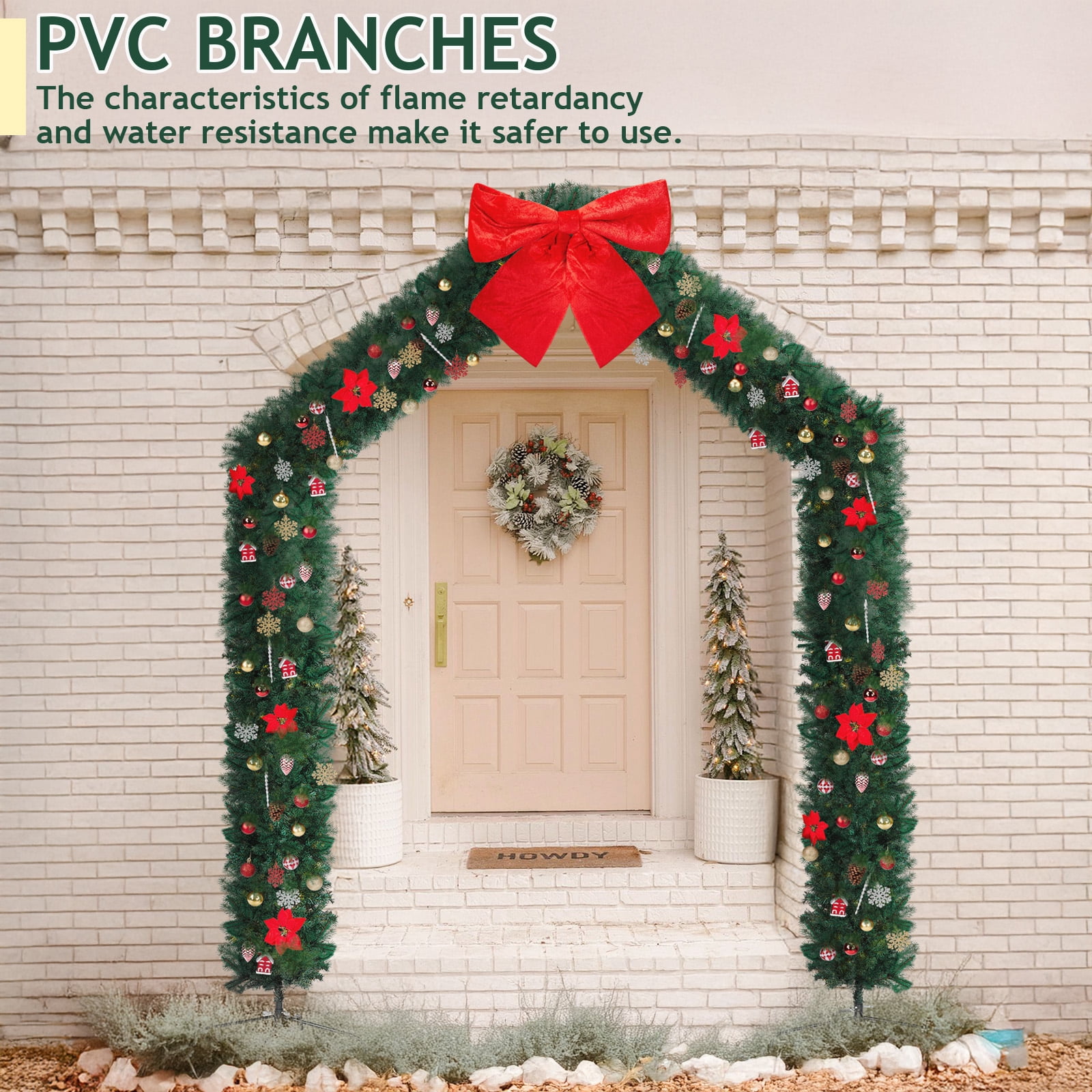 Astoutdoor Christmas Artificial Tree Archway, Green PVC Holiday Arch with 1650 Branch Tips, 8.5 ft, Indoor Outdoor Decoration