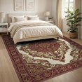 thumbnail image 3 of ODIKA 8'x10' Washable Area Rug Durable, Non-Slip Bedside Traditional Way Burgundy Cream Styling Vintage Hallways for Living Room, Under Sectional, Family, 3 of 7