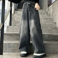 thumbnail image 6 of HIPYLO Baggy Cargo Jeans Toddler Boy Jeans Black Wide Leg Jeans White Pants for Boys Flare Yoga Pants with Pockets Junior Clothes for Teen Girls Kids, Black 11-12 Years, 6 of 7