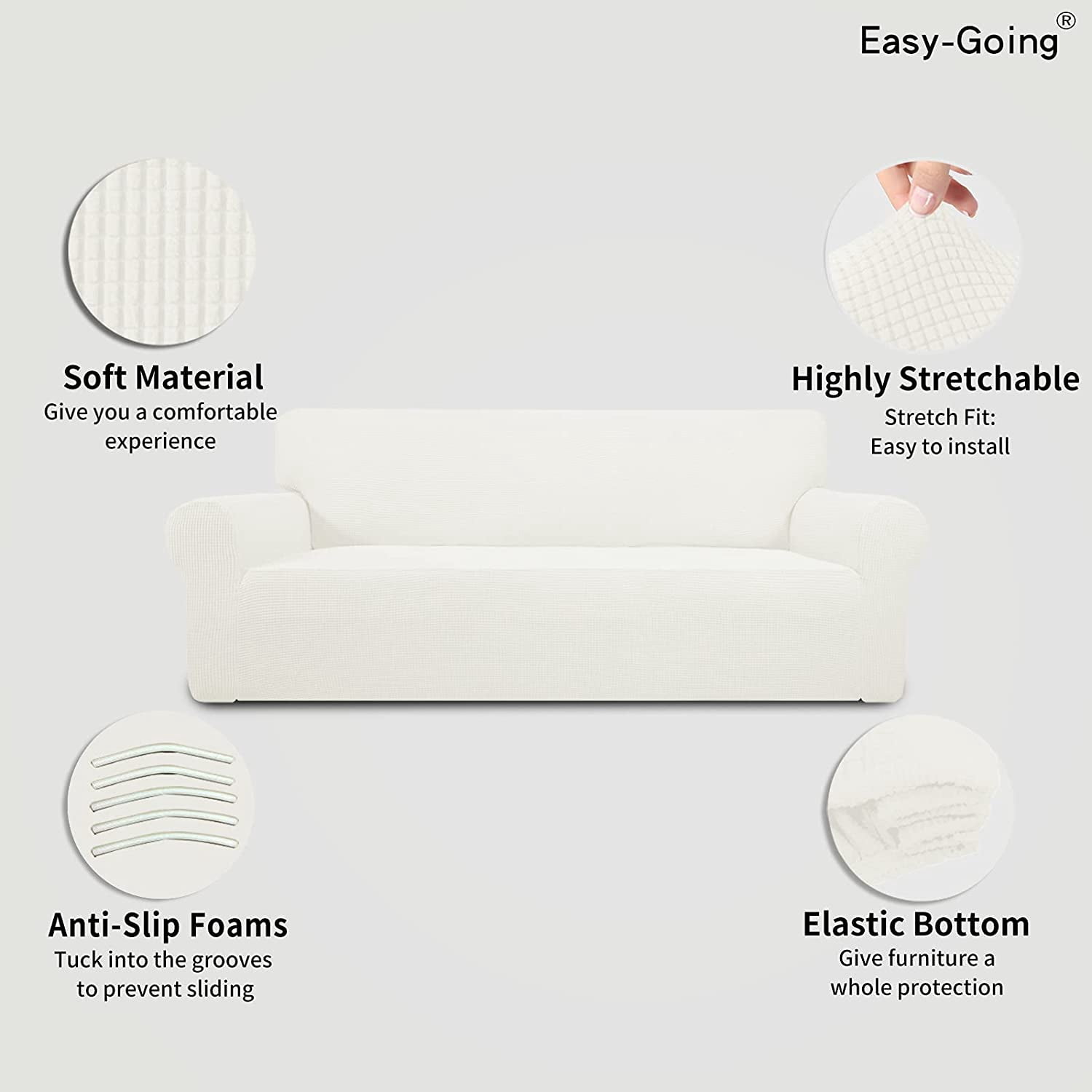 Wehilion Stretch Oversized Sofa Slipcover 1-Piece Sofa Cover Furniture Protector Couch Soft with Elastic Bottom for Kids, Polyester Spandex Jacquard Fabric Small Checks Christmas Red