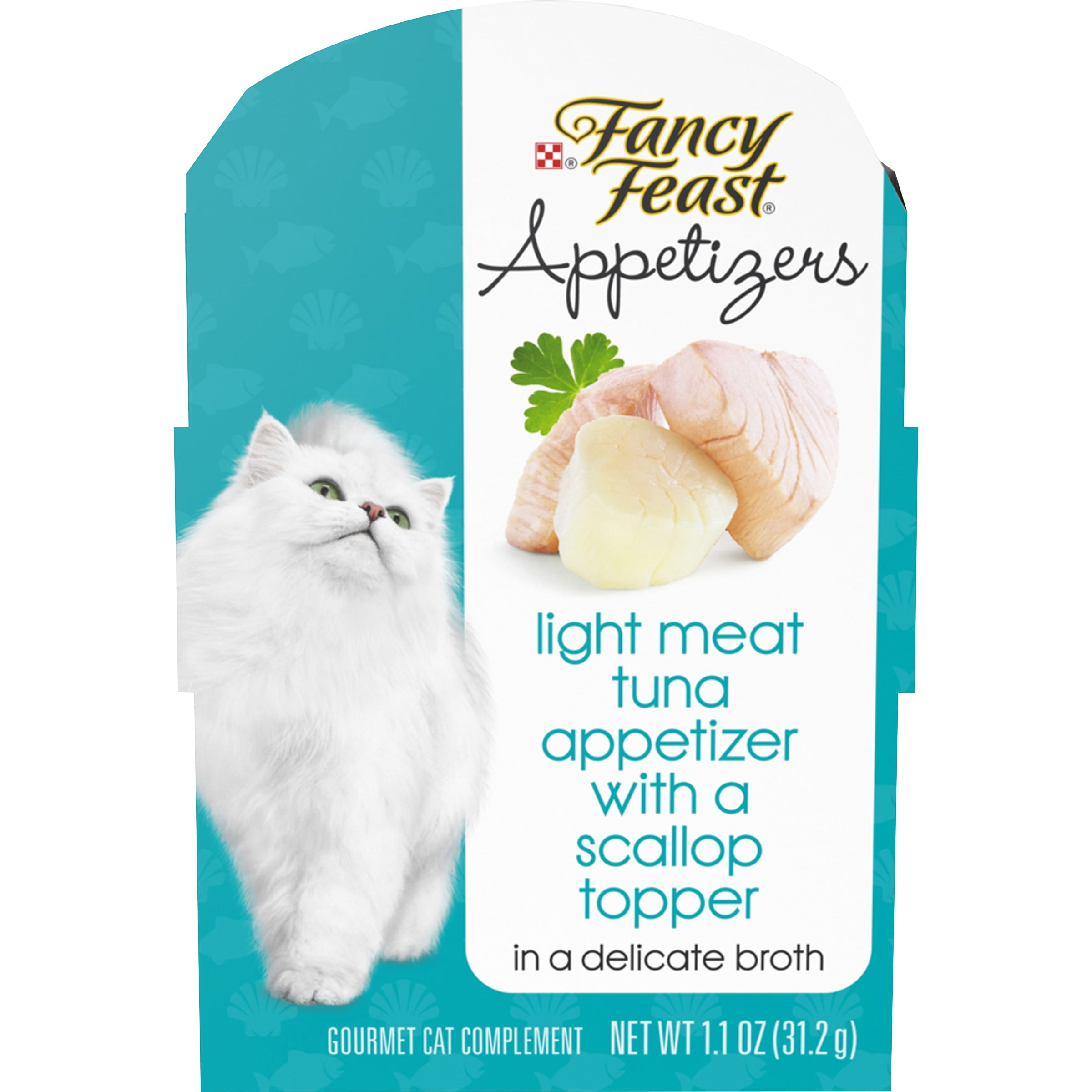 Purina Fancy Feast Appetizers Wet Cat Food Tuan Scallop, 1.1 oz Trays