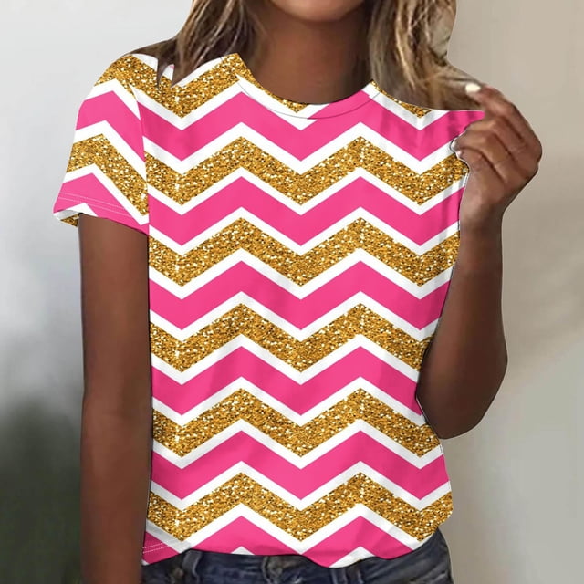 Fiudx Ropa de Mujer Camiseta Informal de Manga Corta con Cuello Redondo y Estampado a La Moda para Mujer