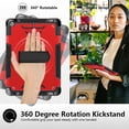 thumbnail image 6 of Shockproof Case for Apple iPad 9th/8th/7th Generation, with Pencil Holder Military Grade Protection Rotating Stand Hand Strap Shoulder Strap Bumper Rugged Case for iPad 10.2" 2021/2020/2019, Red, 6 of 8