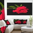 thumbnail image 1 of Bright Red Hibiscus on Black - Large Floral Canvas Art Print, 1 of 4