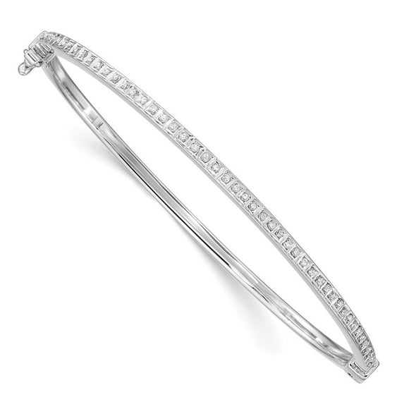 Diamond2Deal 925 Sterling Silver Platinum-plated Diamond Bangle Size 7 for Women