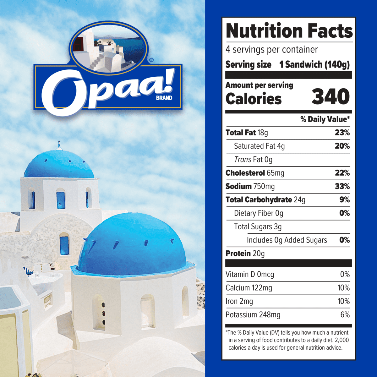 Opaa! Premium Mediterranean Chicken Gyros Sandwich Kit 19.8oz, Frozen
