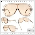 thumbnail image 2 of Bold Oversized Shield Thick Plastic Retro Racer Fashion Sunglasses All Beige, 2 of 8