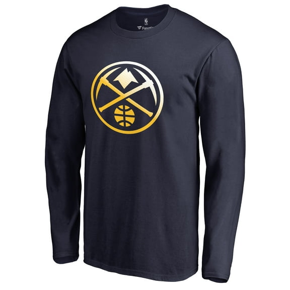 Men's Navy Denver Nuggets Gradient Logo Long Sleeve T-Shirt