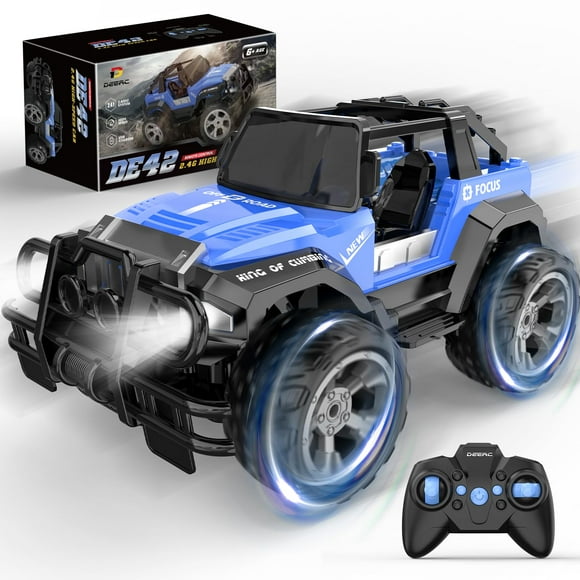 Coche a control remoto DEERC DE42 a escala 1:18 de 80 minutos Play Blue