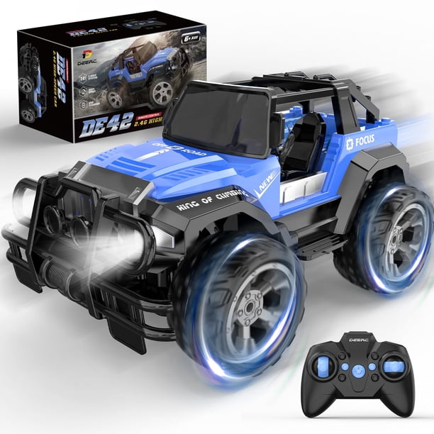 Coche a control remoto DEERC DE42 a escala 1:18 de 80 minutos Play Blue