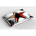 thumbnail image 2 of Ambesonne Rock Music Pillow Sham 2 Pack, Guitar Player Star, 26"x20", Black Red Peach, 2 of 3