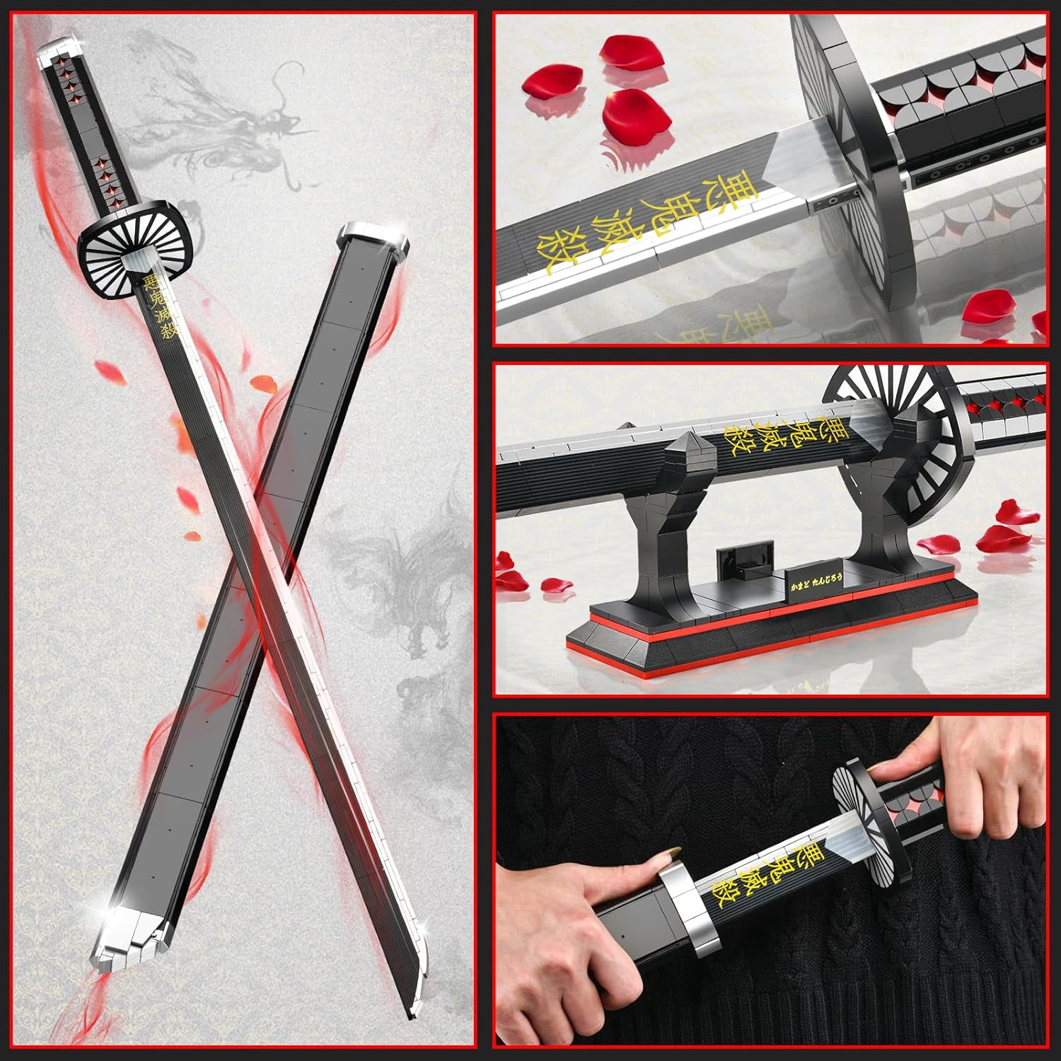 Demon Sword Building Set40in Tanjiro Sword with Scabbard and Stand, Katana Model Building Set Toy,(759 PCS)