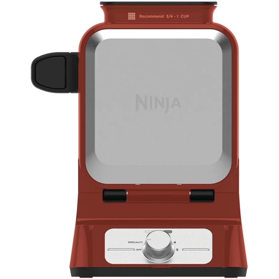 NINJA Waffle Maker Maquina para hacer waffles belgas PRO NeverStick BW1001QCM Renewed Roja NINJA BW1001QCM