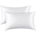 thumbnail image 1 of Funda de almohada de satén para cabello y piel – Funda de almohada blanca sedosa tamaño Queen Juego de 2 – Fundas de almohada ultra suaves y suaves con cierre de sobre (20 x 29 pulgadas) oso de fresa Electrónica, 1 of 5