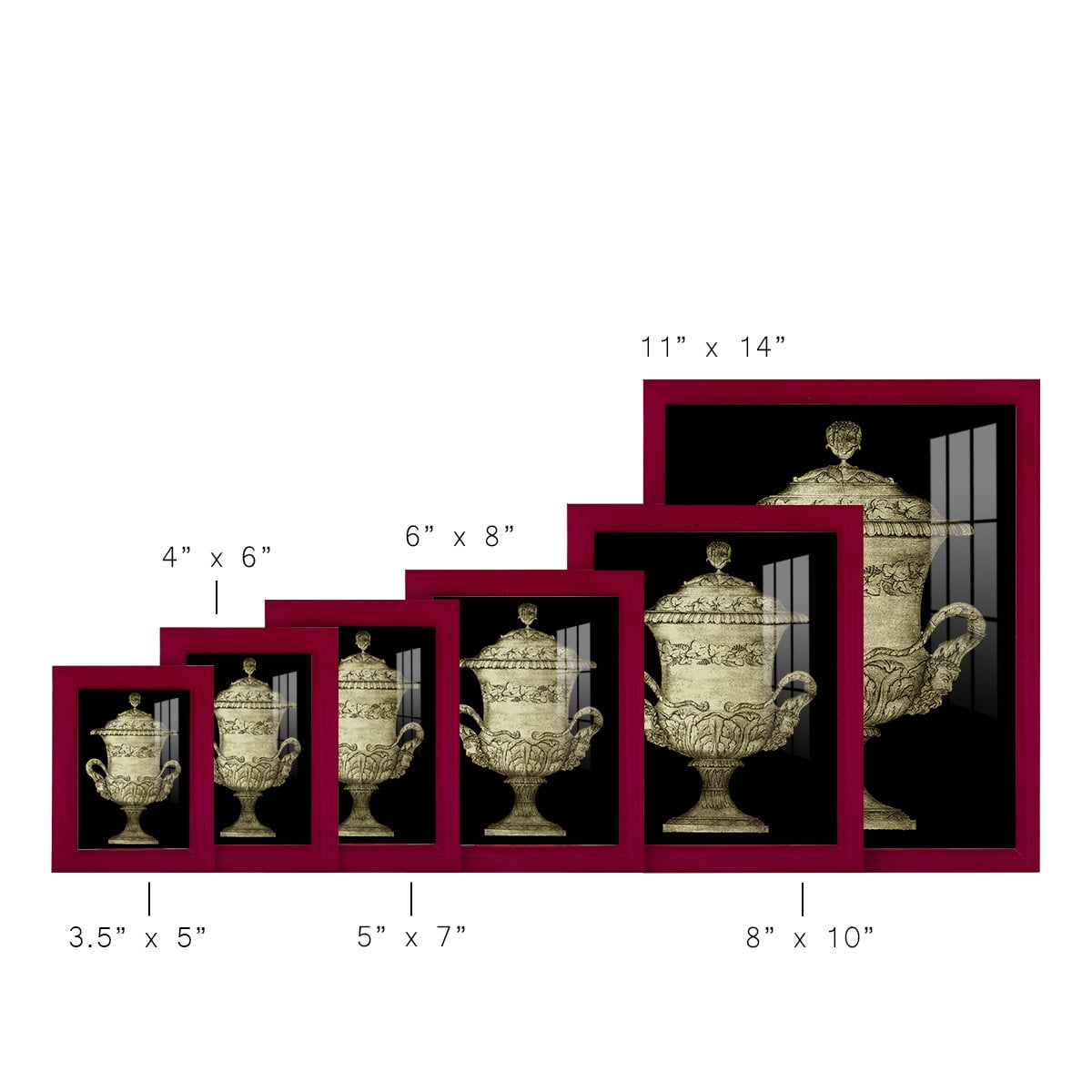 Garden Antiquities IV -Framed Print w/glass-Cherry Red