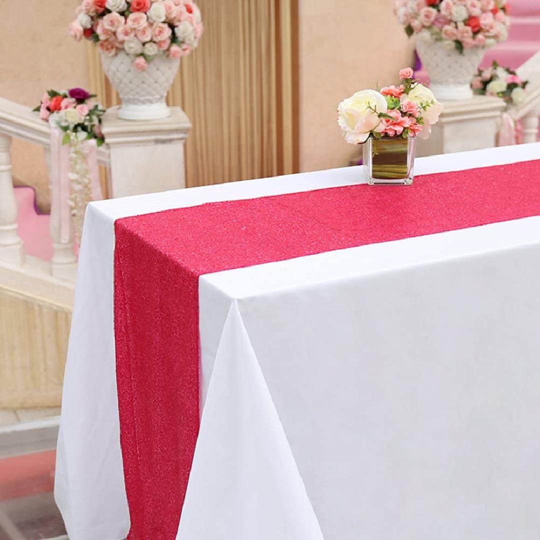 12 by 108-Inch Fuchsia Visual Impact Decor Rectangle Wedding Sequin ...