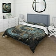 thumbnail image 1 of Designart "Crescent Moon and Stars Symbols" Symbols Bedding Covert Set - Astronomy Gold Fantasy Bed Set With 1 Sham, 1 of 6