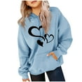 thumbnail image 2 of Atogsazn Children's Girls Valentine's Day Hoodies Kids Casual Long Sleeve Hooded Sweatshirt Fashion Athletic Clothes 02-Blue 11-12 Years, 2 of 5