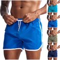 thumbnail image 2 of Men's Swim Trunks 3 Inch Inseam Dolphin Hem Quick Dry Beach Shorts Vintage Athletic Board Short Pants Training Wear with Patch Pocket for Summer Pool, 2 of 7