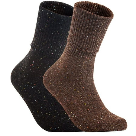 

Lian LifeStyle Women s 2 Pair s Exceptional High Crew Wool Socks Non Slip Cozy and Cool HR1412 Size 6-9 Coffee Black