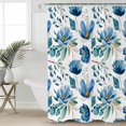 thumbnail image 4 of Shower Curtain Bathroom Set Pastoral Floral Watercolor Blue Waterproof Fabric Shower Curtains with Grommets&Hooks Gradient Botanical Wildflower Privacy Bath Curtain for Bathtub 48x72in, 4 of 7