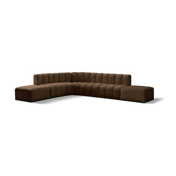 Meridian Furniture Arc Brown Velvet Modular Sectional