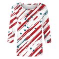 thumbnail image 4 of lcziwo 4th of July Top for Women 3/4 Length Sleeve Crew Neeck Basic Shirts Summer 2025 Casual Trendy Loose Fit T Shirt Star and Stripes Patriotic Print Tees Red,L, 4 of 4