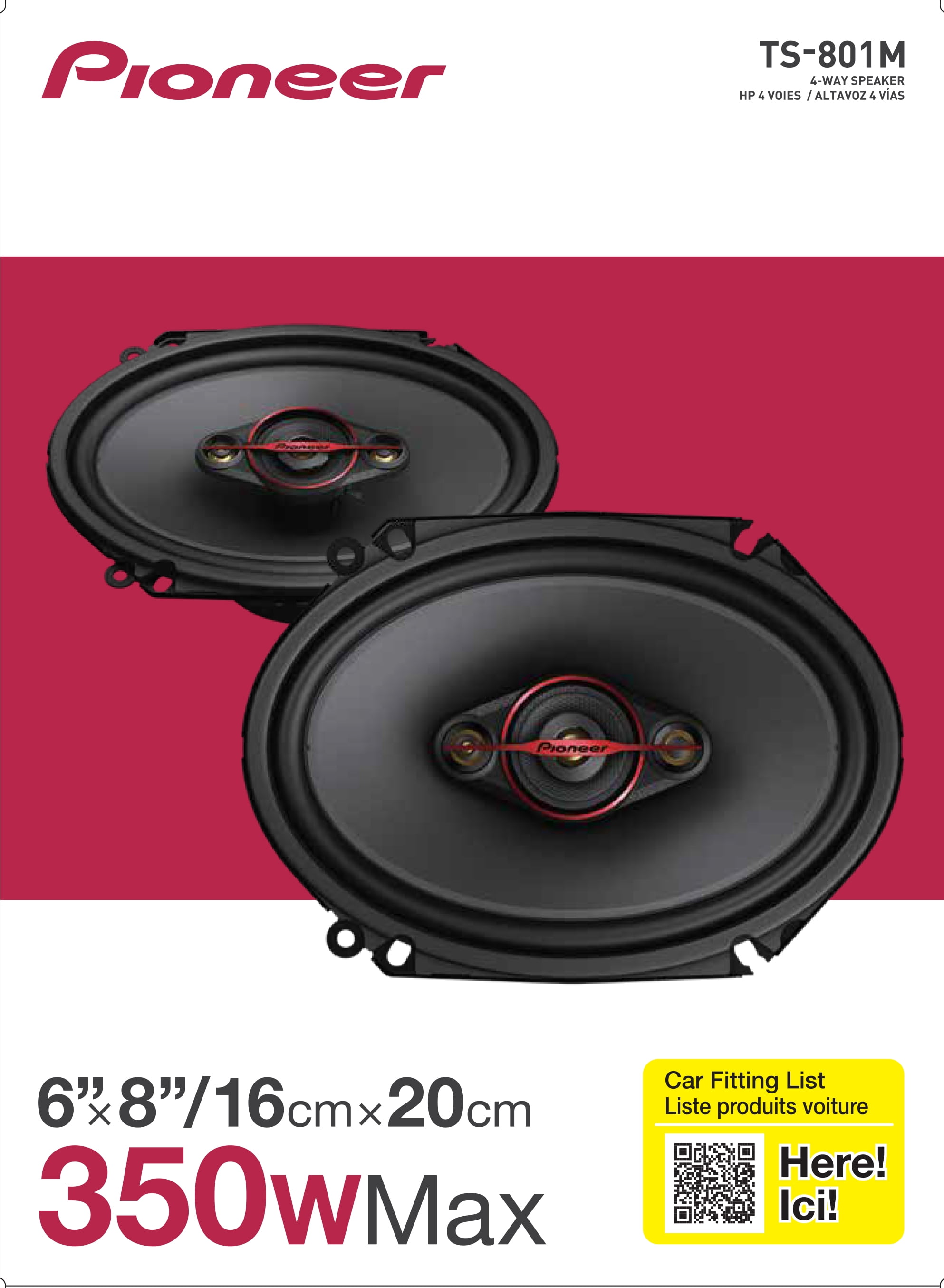 Pioneer TS-801M 6" x 8" 4-Way Coaxial Car Stereo Speakers, Full Range 350W Max Power, Easy Install (Pair)