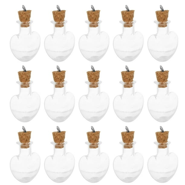 EeaseMX 30 botellas de deseos con forma de corazón, hechas a mano, con tapones de corcho.