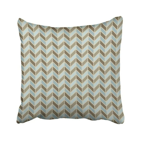 Retro Tweed - WOPOP Chevron Herringbone Pattern In Blues And Browns Zigzag Menswear Retro Tweed Classic Mod Pillowcase Throw Pillow Cover Case 18x18 inches