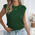 thumbnail image 7 of YUGYXL Womens Sleeveless Sweater Vest Crewneck Cap Sleeve Knit Tops Trendy Summer Spring Business Casual Shirts Blouses Green M, 7 of 7
