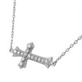 thumbnail image 2 of 925 Sterling Silver Womens Sideways Religious Cross White CZ Pendant Necklace, 2 of 3