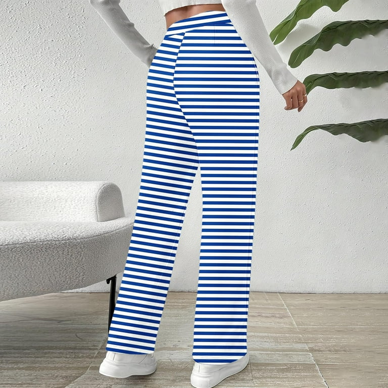 JSKUMAR High Waisted Sweatpants for Women Work Casual Outfits Striped Dress Pants Fleece Lined Wide Leg Straight Trousers (2xl, Blue-1), Women's JSKUMAR High Waisted Sweatpants for Women Work Casual Outfits Striped Dress Pants Fleece Lined Wide Leg Straight Trousers (2xl, Blue-1), Women's