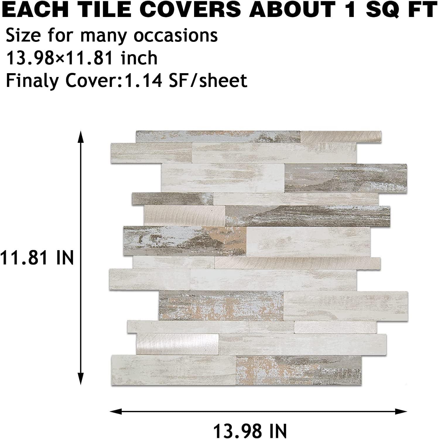 Peel And Stick Marble Backsplash Tile  10 Sheets Collage With Printed Stone Pattern Self-adhesive Wall For Kitchen Bathroom Fireplace Rv (11.8" X 14")