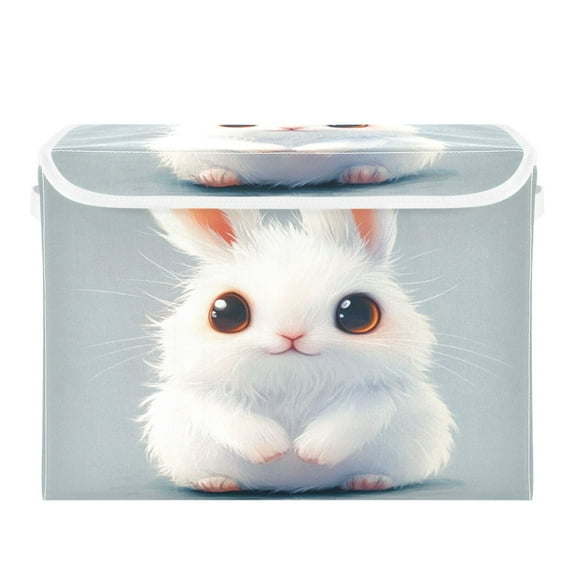 Storage Box With Lid 16.5x12.6x11.8In Foldable Stacked Household Storage Box Adorable Bunny