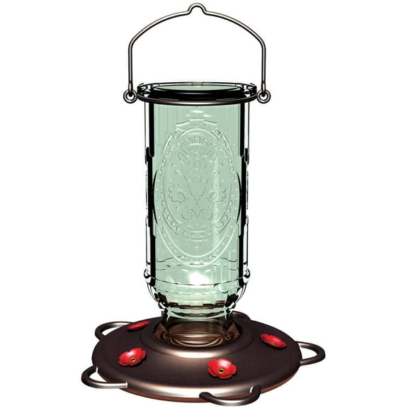 More Birds Vintage Glass Bottle Hummingbird Feeder, 20-Oz Nectar Capacity