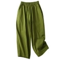 thumbnail image 1 of Timegard Womens Crop Pants Elastic Waist Solid Color Comfy Travel Fall Casual Loose Pants with Pockets, 1 of 7