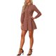 thumbnail image 4 of INSPIRE CHIC Vestido de Cuadros con Volantes y Cuello Mock para Mujeres, Botones, Mangas Largas, Color Beige y Rojo, 4 of 6