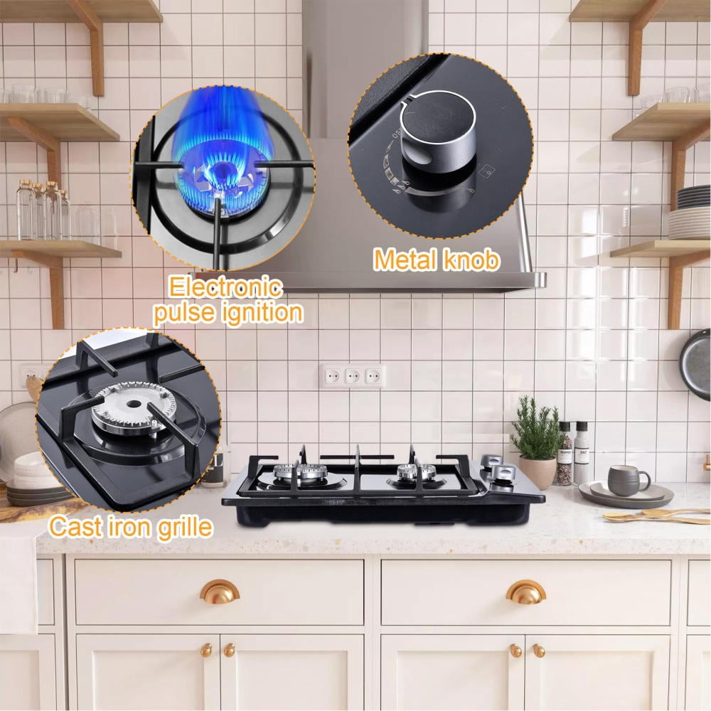 Xianers Kitchen Propane Stove 3.3kW Burner, Stainless Steel Surfaces & Thermocouple Protection Propane Cooktop for Safe Kitchen Cooking, 1.0kw, 3.3kw(2-Burner)