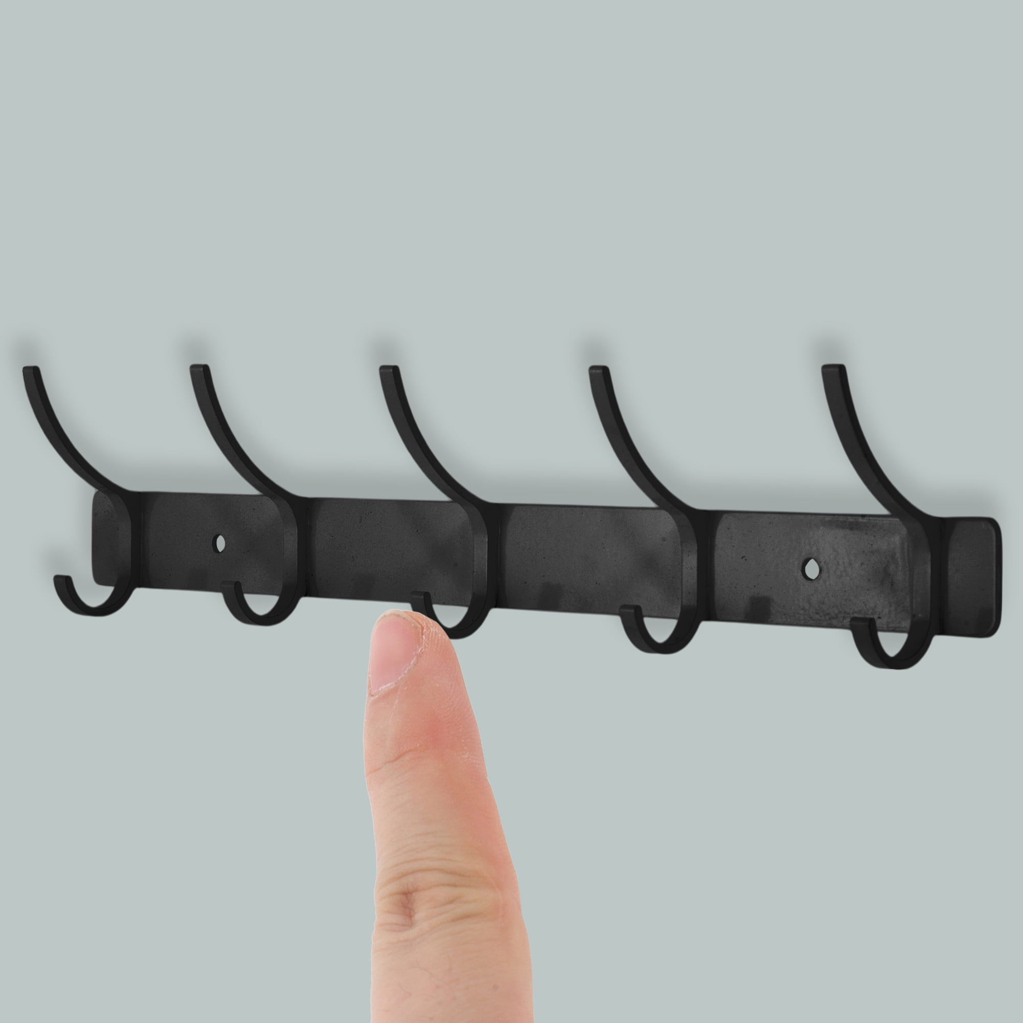 Unique Bargains Coat Rack Wall Mount Hook Deep Black 12.2x1.2x6