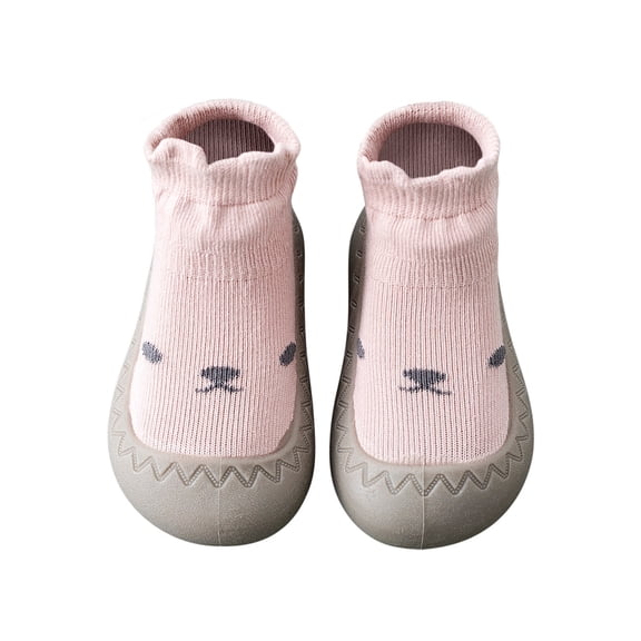 Odeerbi Toddler Baby Boys Girls Socks Cute Breathable Soft Non-slip Toddler Shoes Socks Trendy Cartoon Pattern Cotton Pink