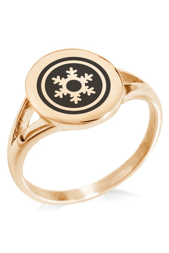 Stainless Steel Ice Element Rune Minimalist Oval Top Polished Statement Signet Ring