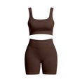 thumbnail image 4 of High Waisted Biker Yoga Shorts for Women Tummy Control Fitness Shorts & Cropped Vest Cami Tops Sets (Coffee XL), 4 of 4