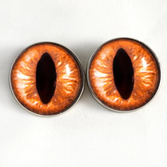 Amber Cat Sew-On Button Glass Eyes