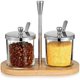 thumbnail image 1 of Tarro de vidrio para condimentos, caja de condimentos, sal y azúcar, especias, pimienta, condimento, juego de dos tarros, suministros de cocina, 1 of 5